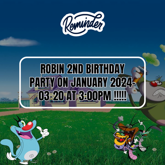 Digital Oggy And The Cockroaches Birthday Event Reminder Card