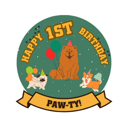 Digital Puppy Party Cake Topper