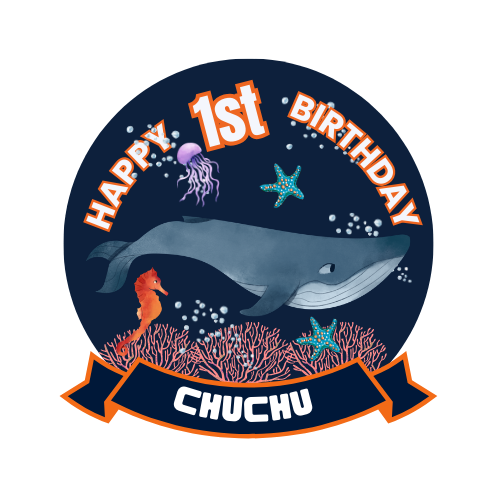 Digital Shark Birthday Cake Topper