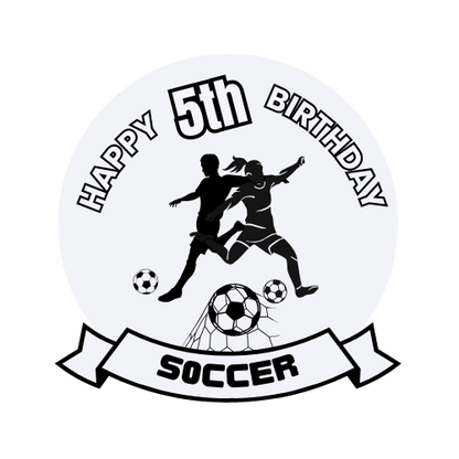 Digital Soccer Birthday Cake Topper