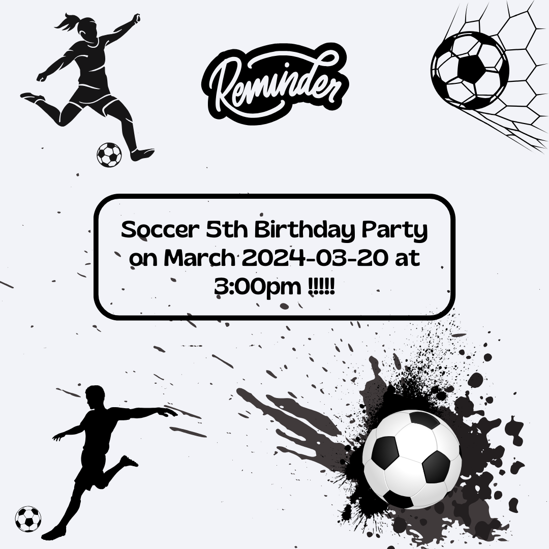 Digital Soccer Birthday Reminder Card