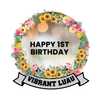 Digital Vibrant Luau Birthday Cake Topper