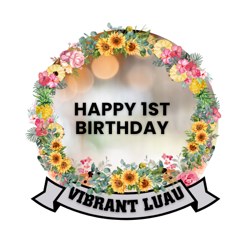 Digital Vibrant Luau Birthday Cake Topper