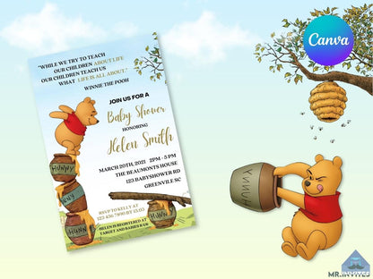 Digital Winnie the Pooh Baby Shower Birthday Invitation | Personalized & Adorable