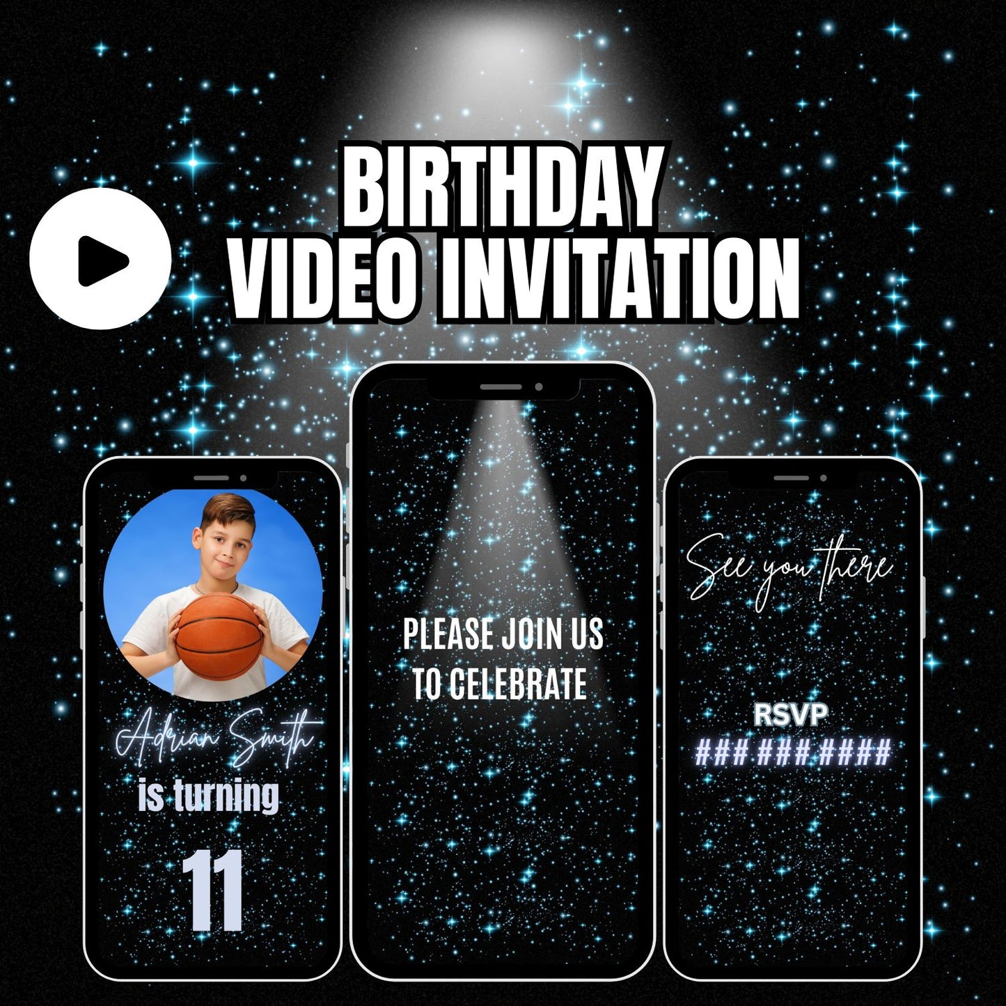 Animated Eleventh Party Invite For Boys | Digital Video 11th Birthday Invitation