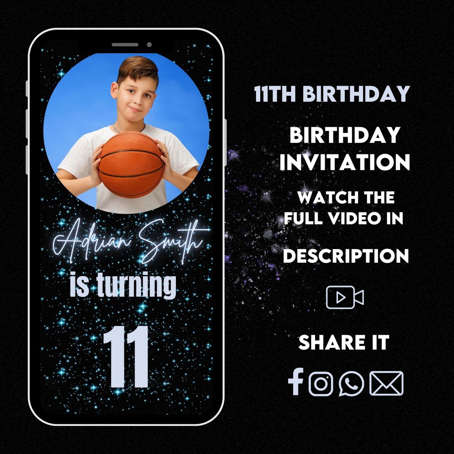 Animated 12th Party Invite For Boys | Digital Video 12th Birthday Invitation