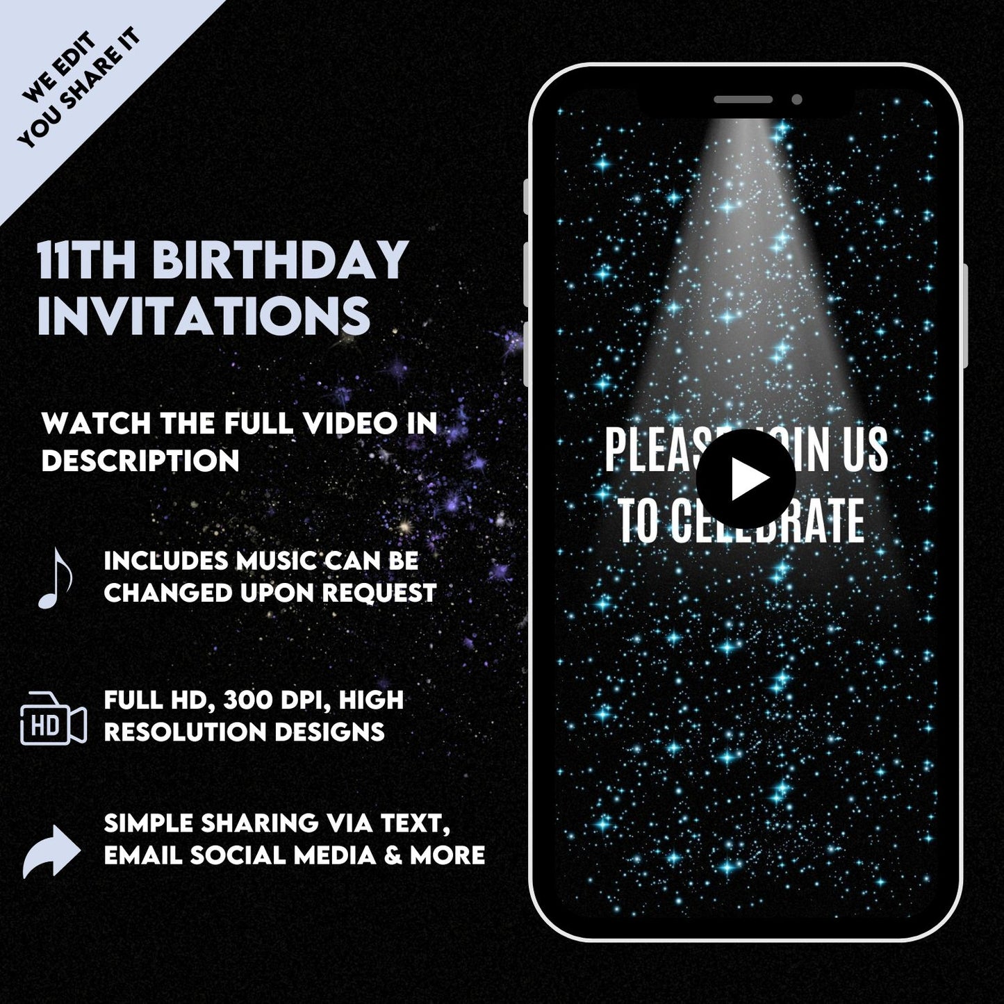 Animated 12th Party Invite For Boys | Digital Video 12th Birthday Invitation