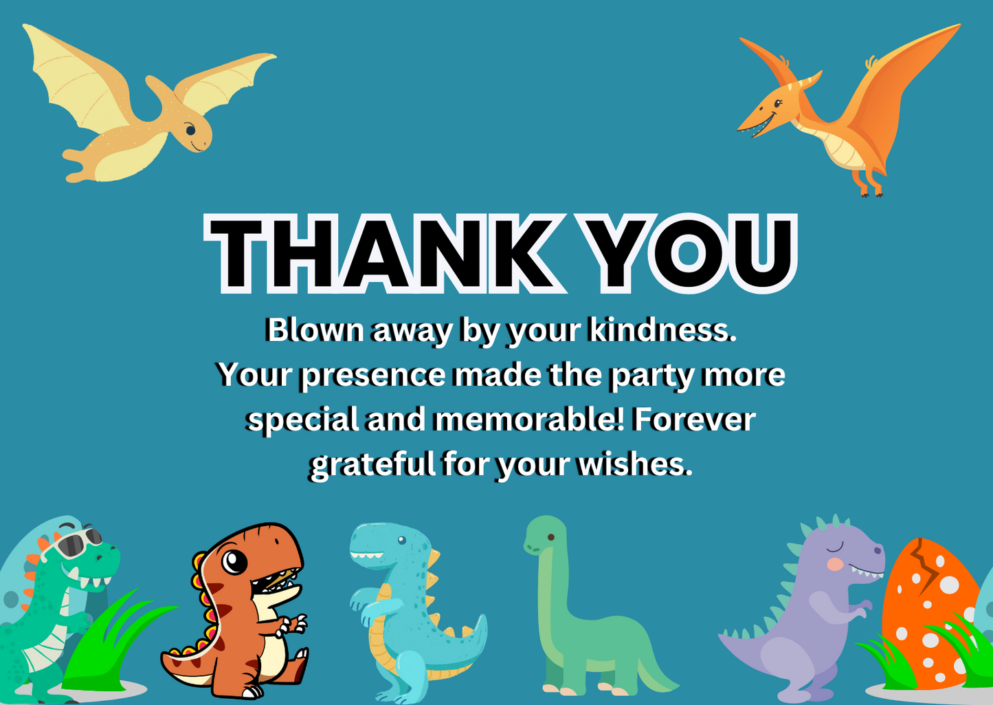 Dinosaur Birthday Thank You Card for Your Birthday