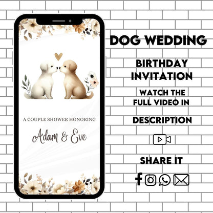 Dog Wedding Animated Video Invitation | Custom Dog wedding invite