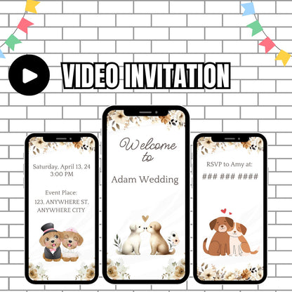 Dog Wedding Animated Video Invitation | Custom Dog wedding invite