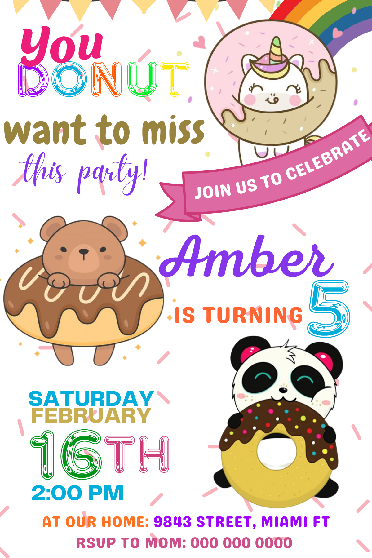 Donut Birthday Party Digital Card Invitation | Fun and Delicious Celebration