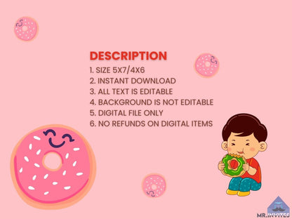 Donut Birthday Party Digital Invitation | Fun and Delicious Celebration