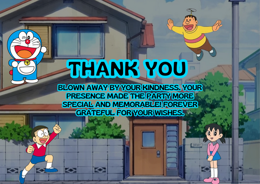 Digital Doraemon Birthday Thank You Card