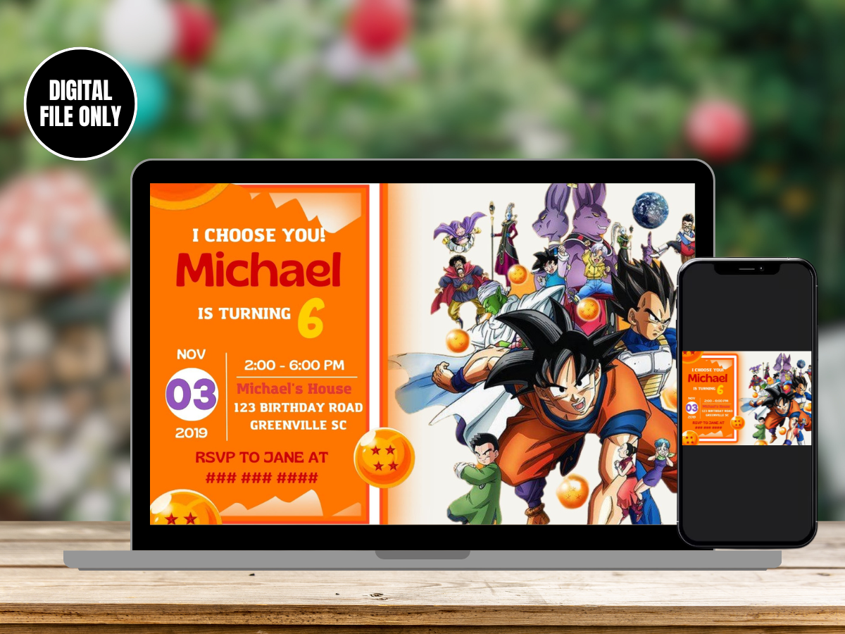 Dragon Ball Z Digital Birthday Invitation | Customize and Personalize