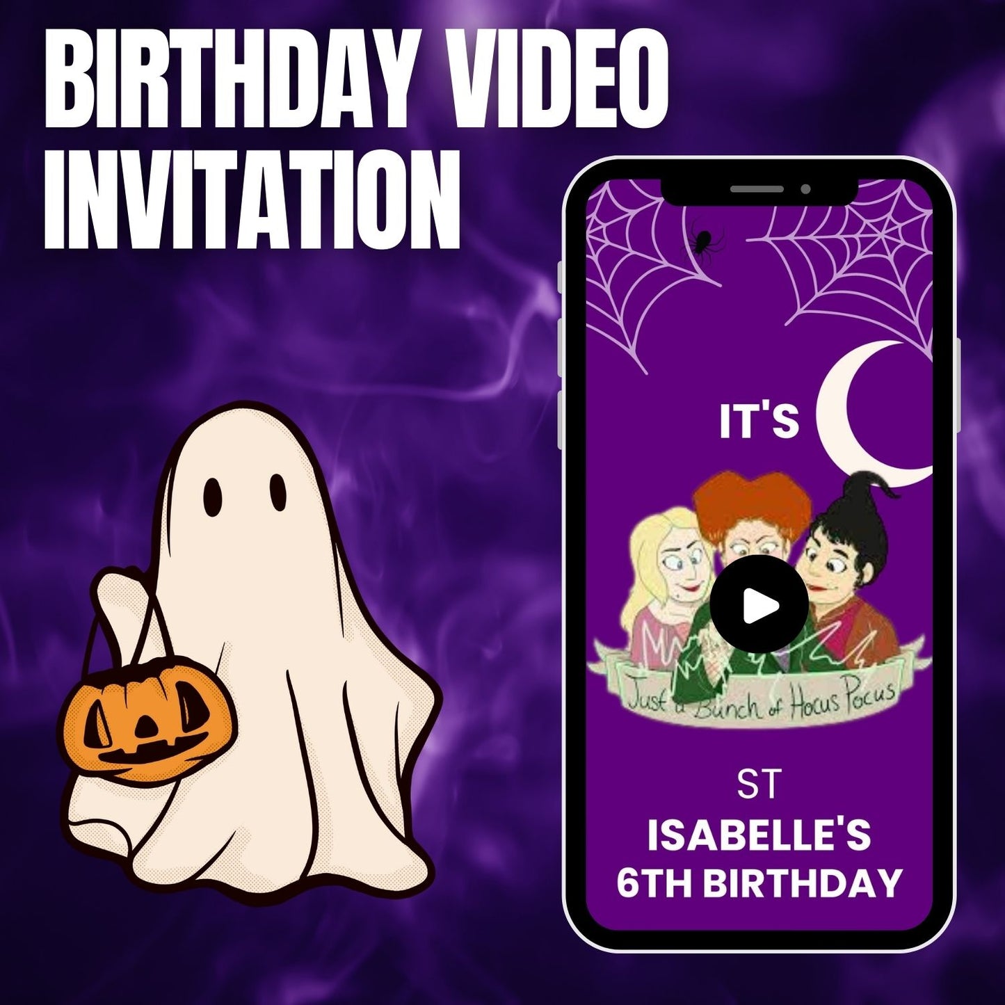 Enchanting Hocus Pocus Animated Birthday Video Invitation  Personalized and Magical Celebration