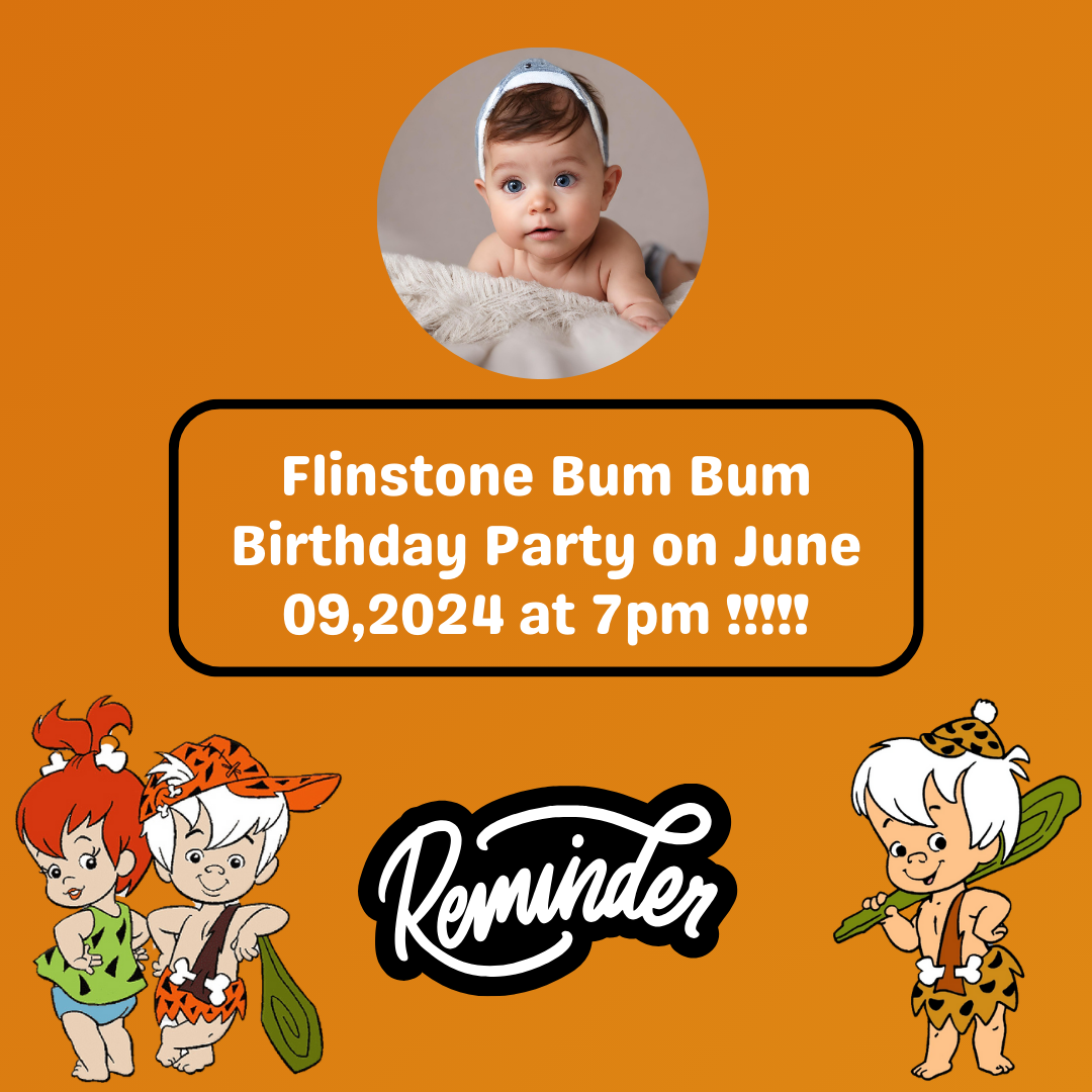Flintstone Bam Bam Birthday Digital Birthday Reminder Card For Your Birthday or Event
