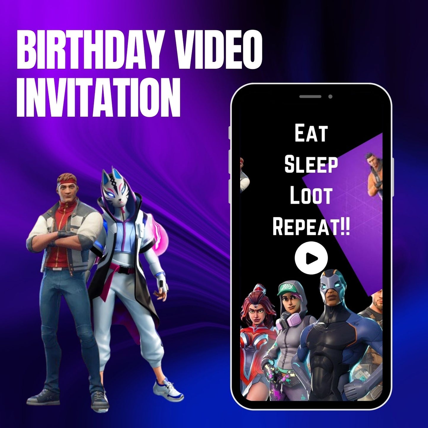 Fortnite Birthday Video Invitation | Custom Fortnite Birthday Party invite