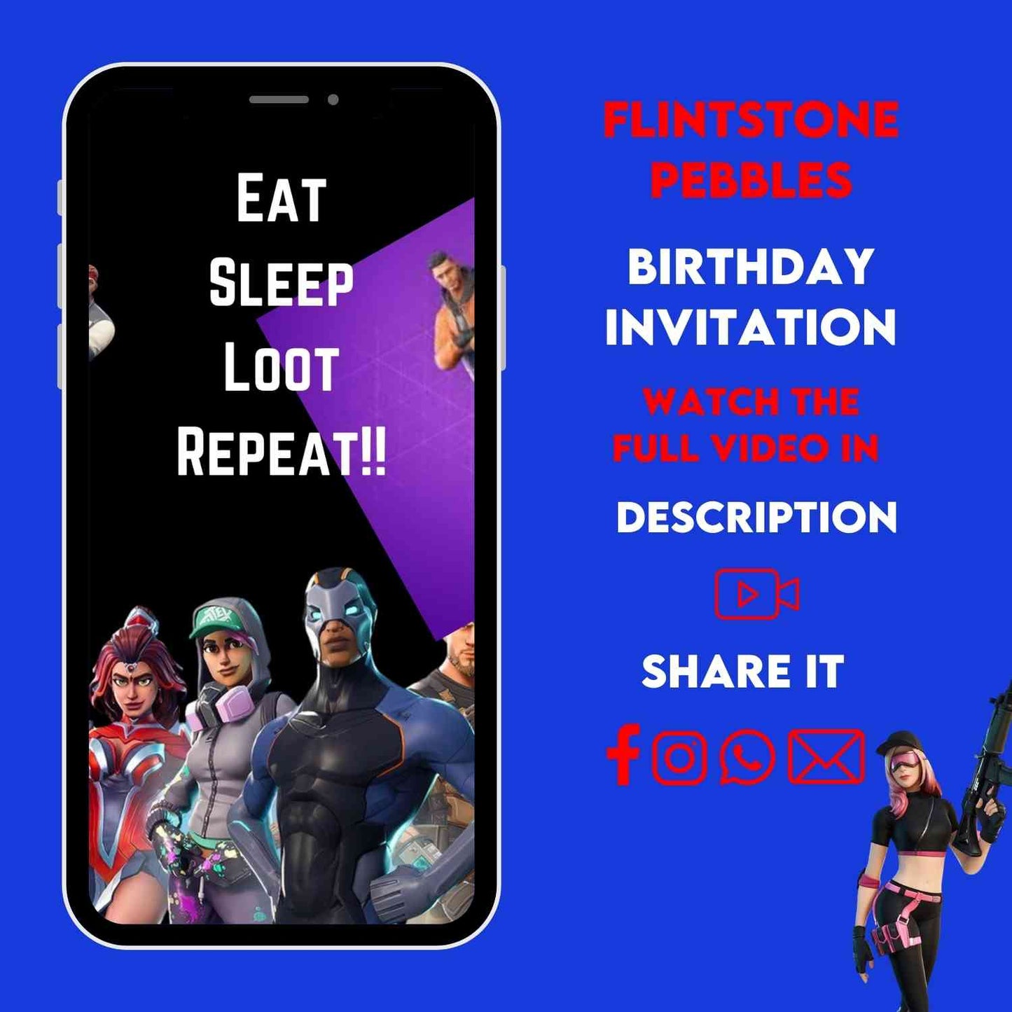 Fortnite Birthday Video Invitation | Custom Fortnite Birthday Party invite