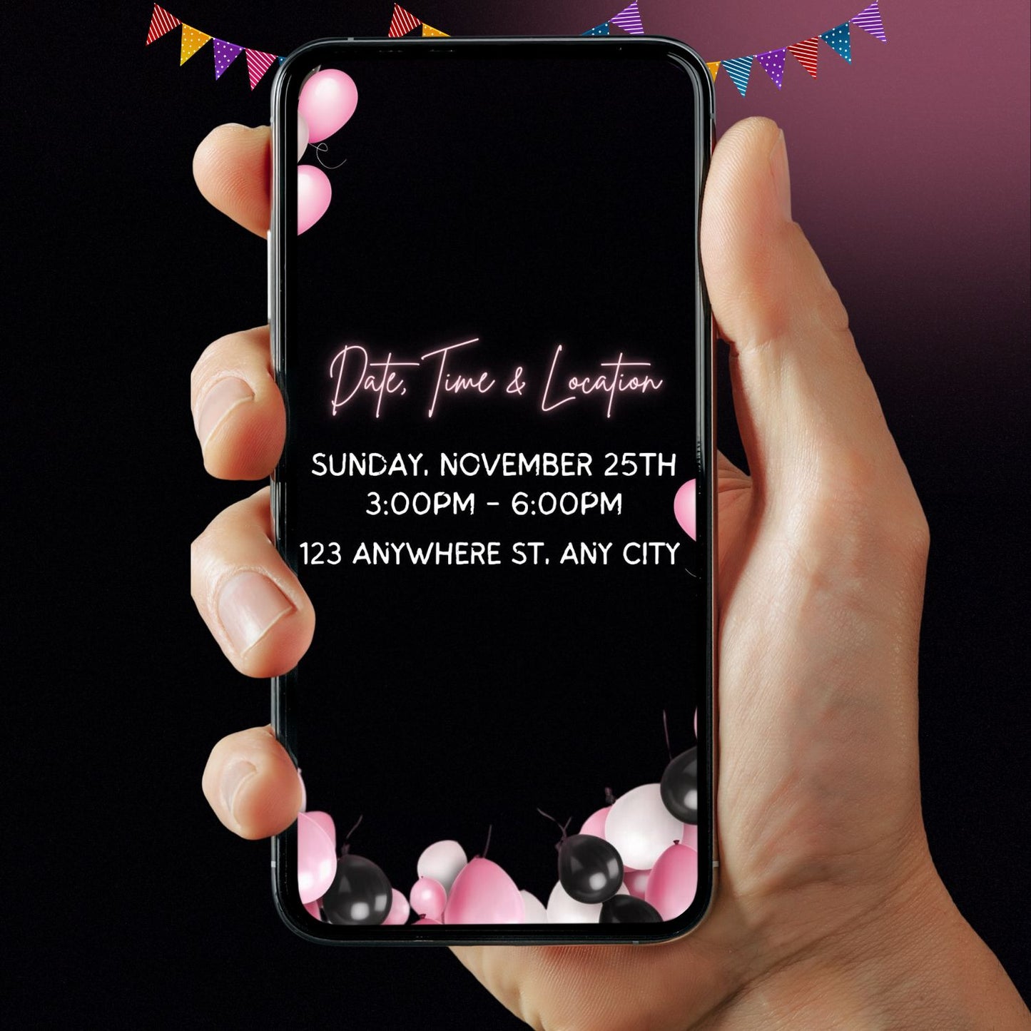 Girls 13th Birthday Video invitation | 13 year old Birthday Pink party invite