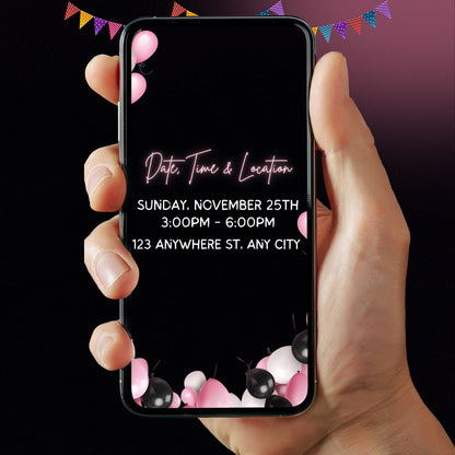 Girls 12th Birthday Video invitation | 12 year old Birthday Pink party invite