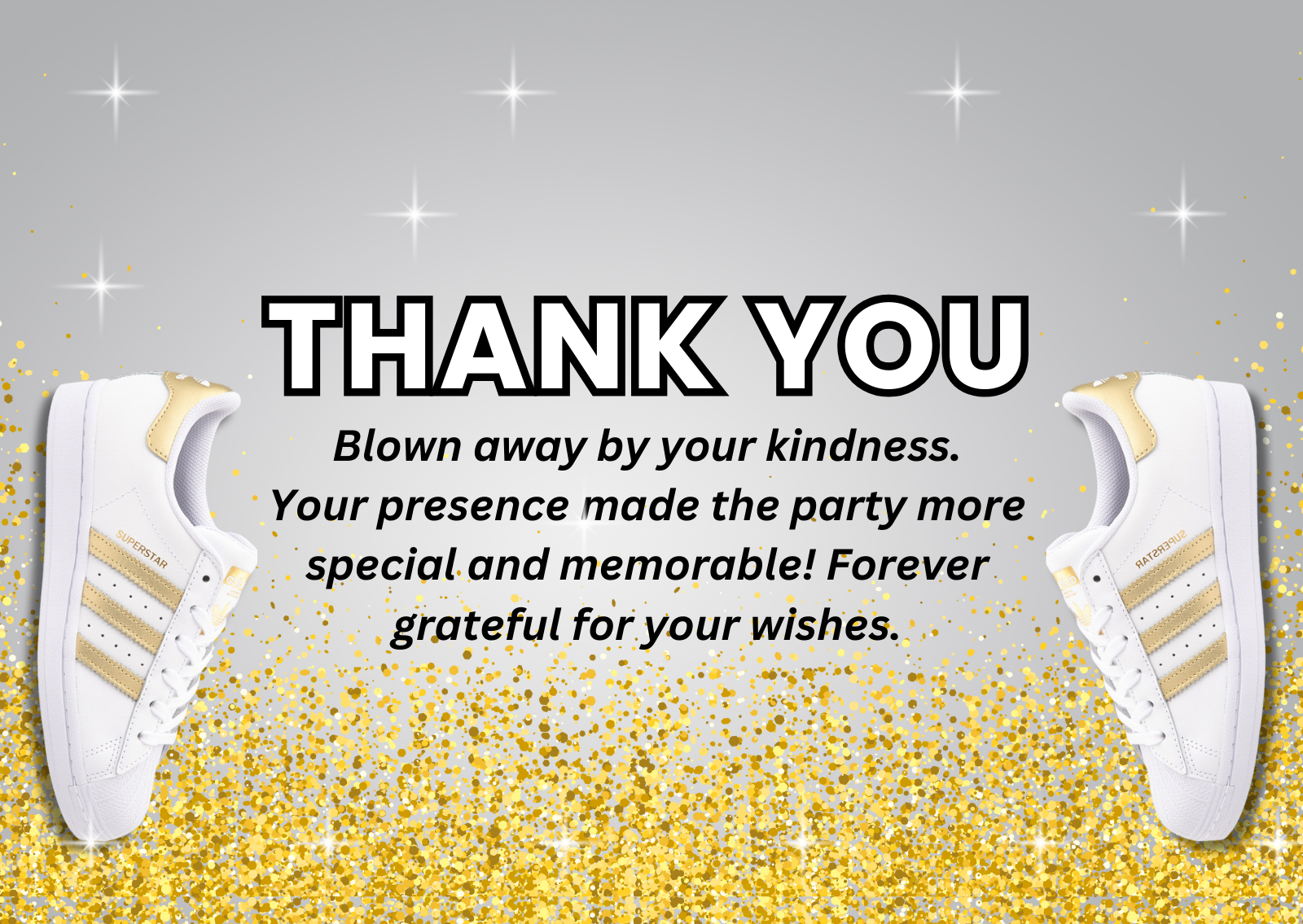 Glamorous Gold Sneaker Ball Birthday Thank You Card For Your Birthday –  Mr.Invites