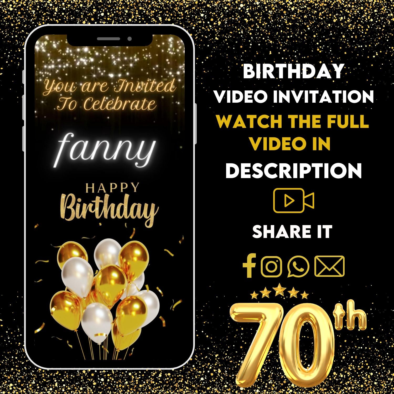 70th Digital Birthday Video Invitation
