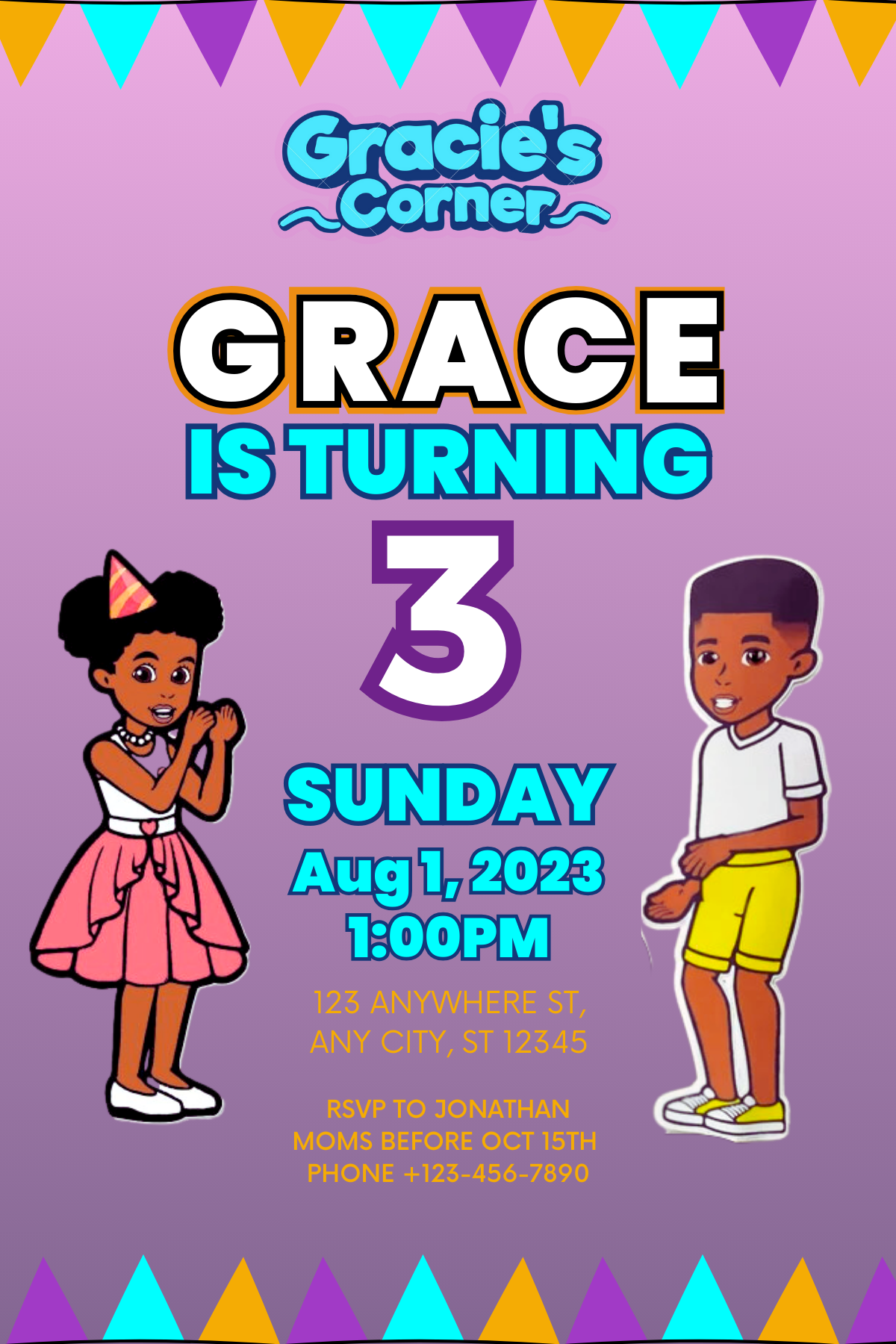 Gracie Girl Digital Birthday Invitation | Custom Birthday Party Invite
