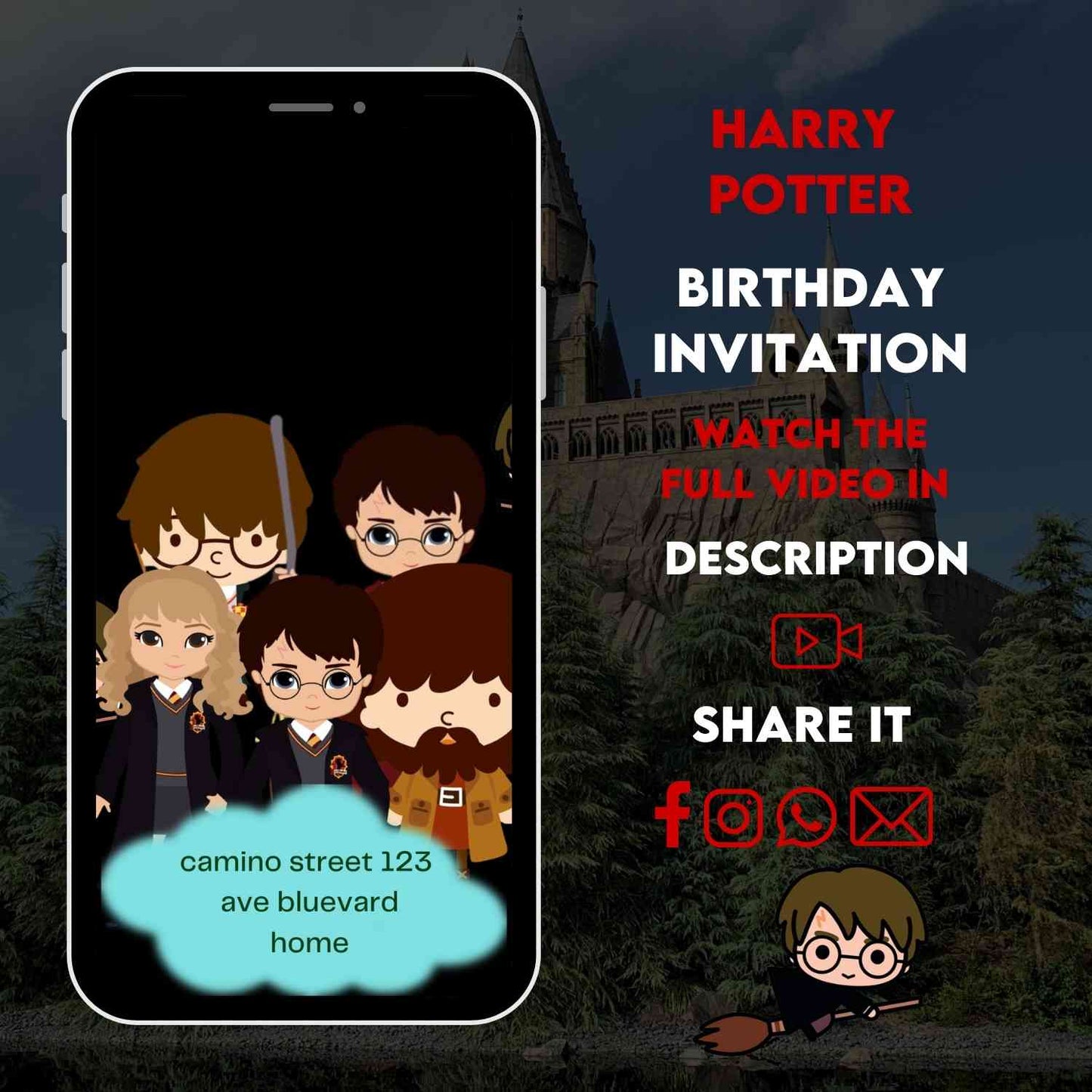 Magical Harry Potter Birthday Video Invitation | Animated Wizard Party Invite
