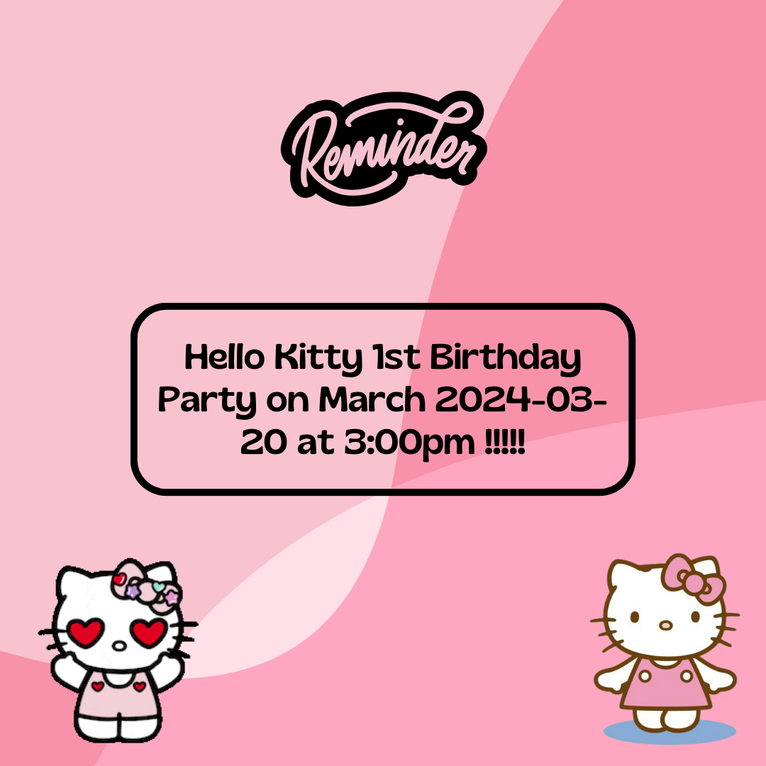 Hello Kitty Birthday Reminder Card