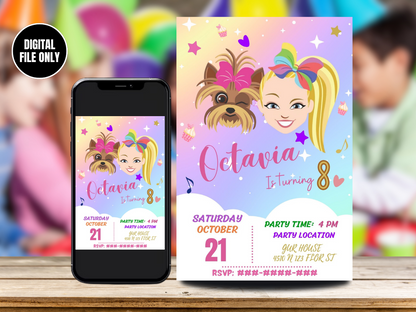 Jojo Siwa Birthday Invitations | Jojo Siwa Customizable Party Invites