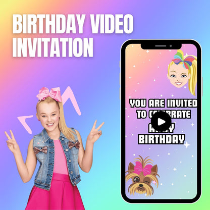 Jojo Siwa Birthday video Invitations | Jojo Siwa Customizable Party video Invites