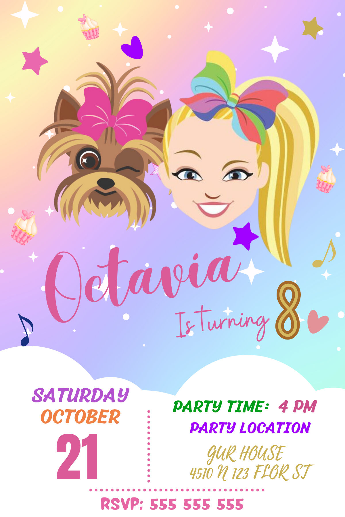 Jojo Siwa Birthday Invitations | Jojo Siwa Customizable Party Invites