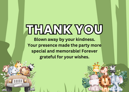 Jungle Safari Birthday Thank You Card For Your Birthday