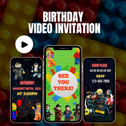 Lego birthday video invitation | Lego Digital Video Invitation