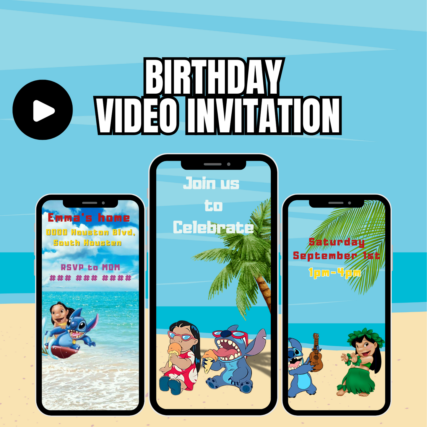 Lilo and Stitch Birthday Video Invitation | Animated Kids Party Invite