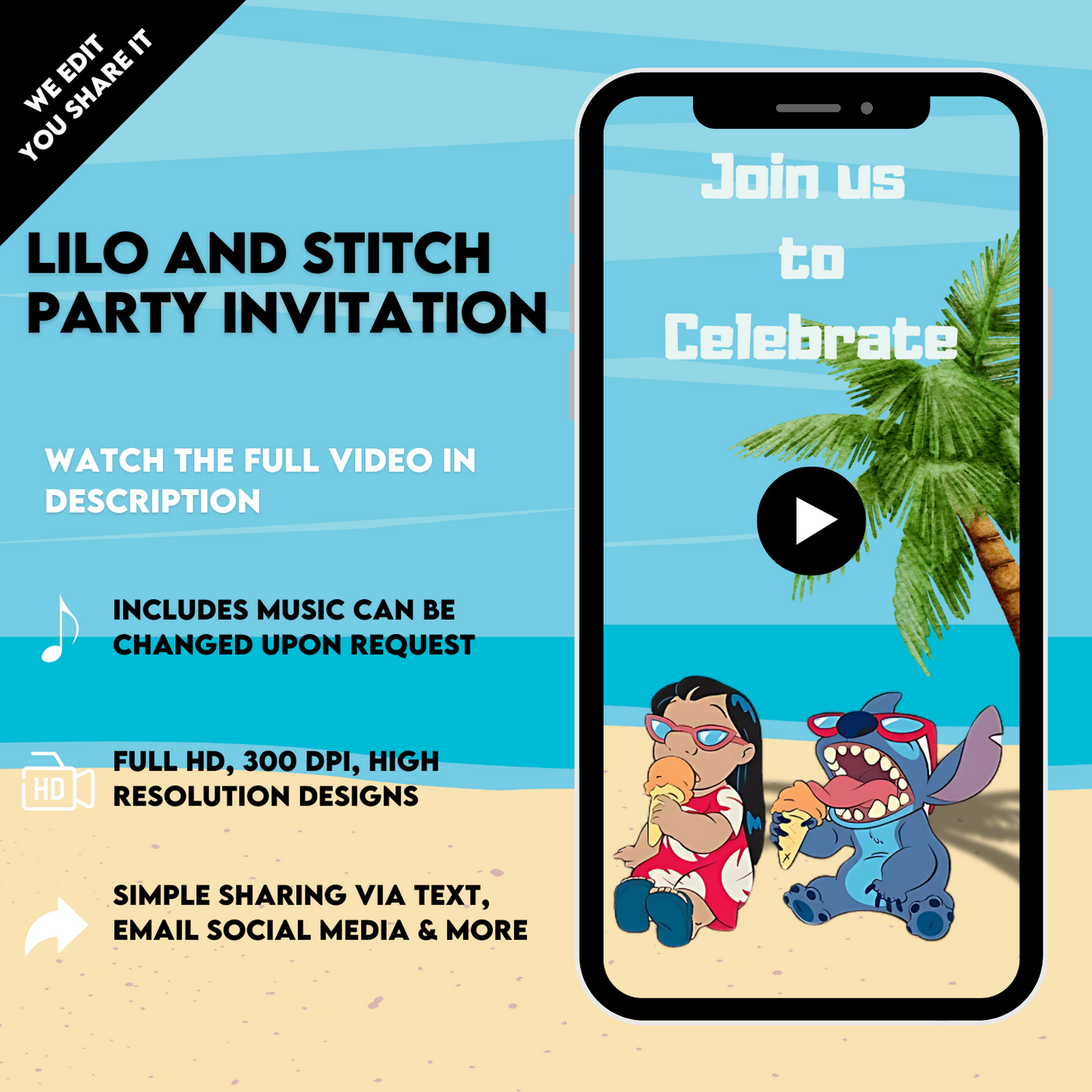 Lilo and Stitch Birthday Video Invitation | Animated Kids Party Invite