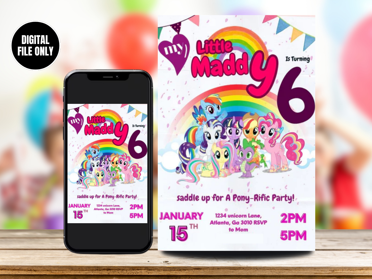 Little Pony Birthday Invitation | Digital Little Pony Birthday Invite
