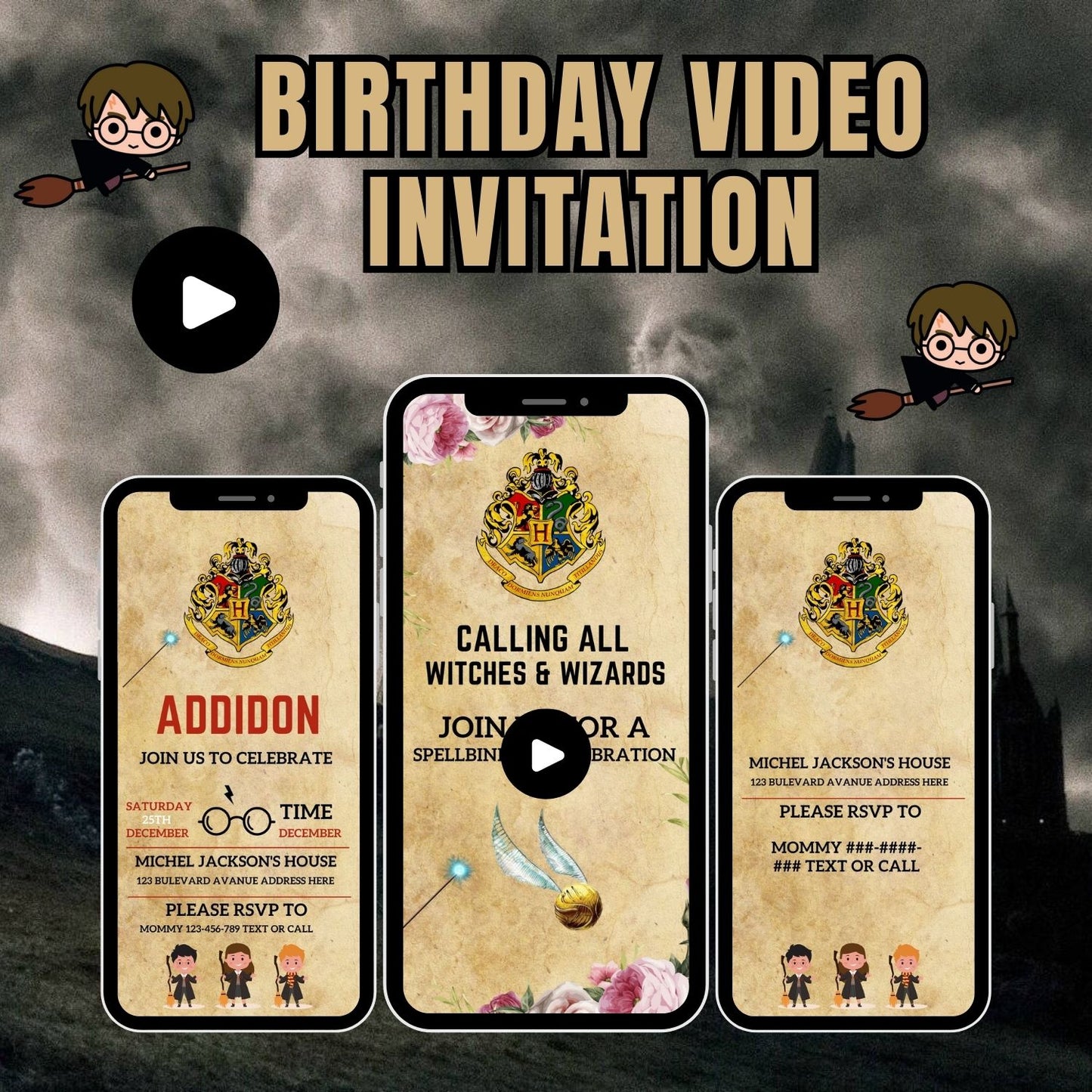 Magical Harry Potter Birthday Video Invitation | Animated Hogwarts-themed Party Invitation