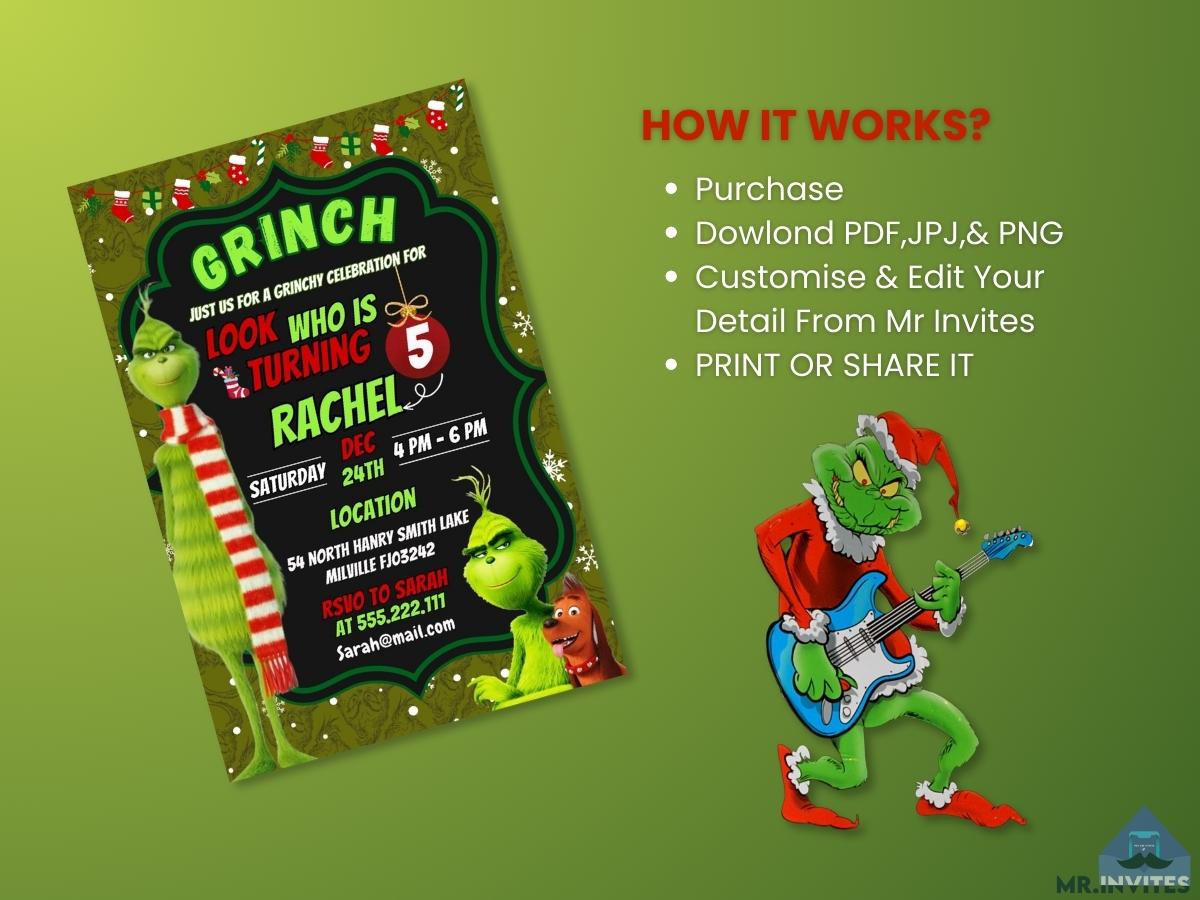 merry-grinchmas-digital-birthday-invitation-customizable-design-mr-invites for Free Printable Grinch Invitation Template Merry Grinchmas Digital Birthday Invitation | Customizable Design – Mr. Invites for Free Printable Grinch Invitation Template