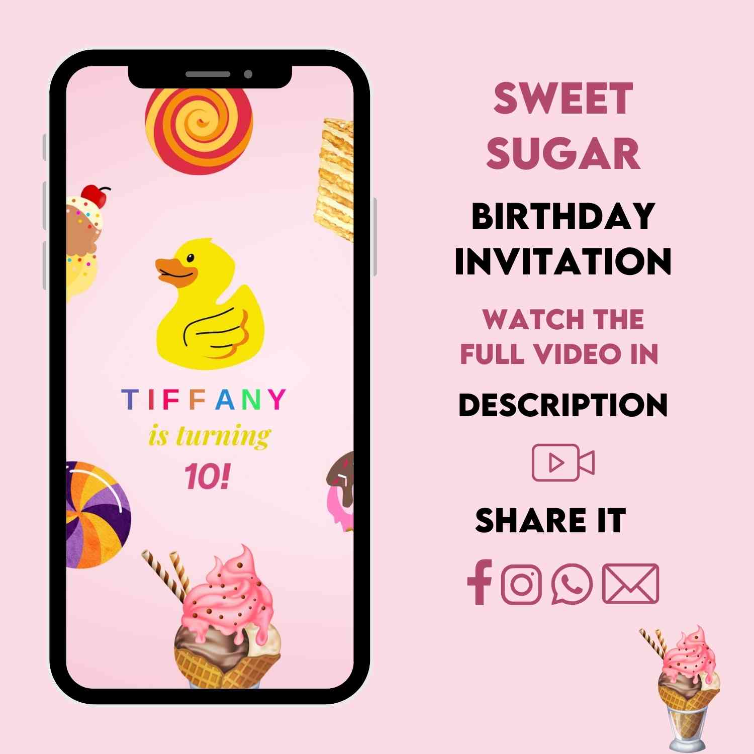 Sweet Sugar Rush Birthday Party Video Invitation | Sugar Factory Birthday Video Invite