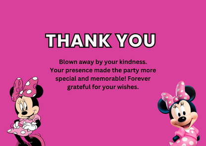 Minnie Mickey Pink Birthday Thank You Card For Your Birthday