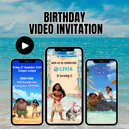 Moana Birthday Video Invitation | Digital Birthday Video Invitation