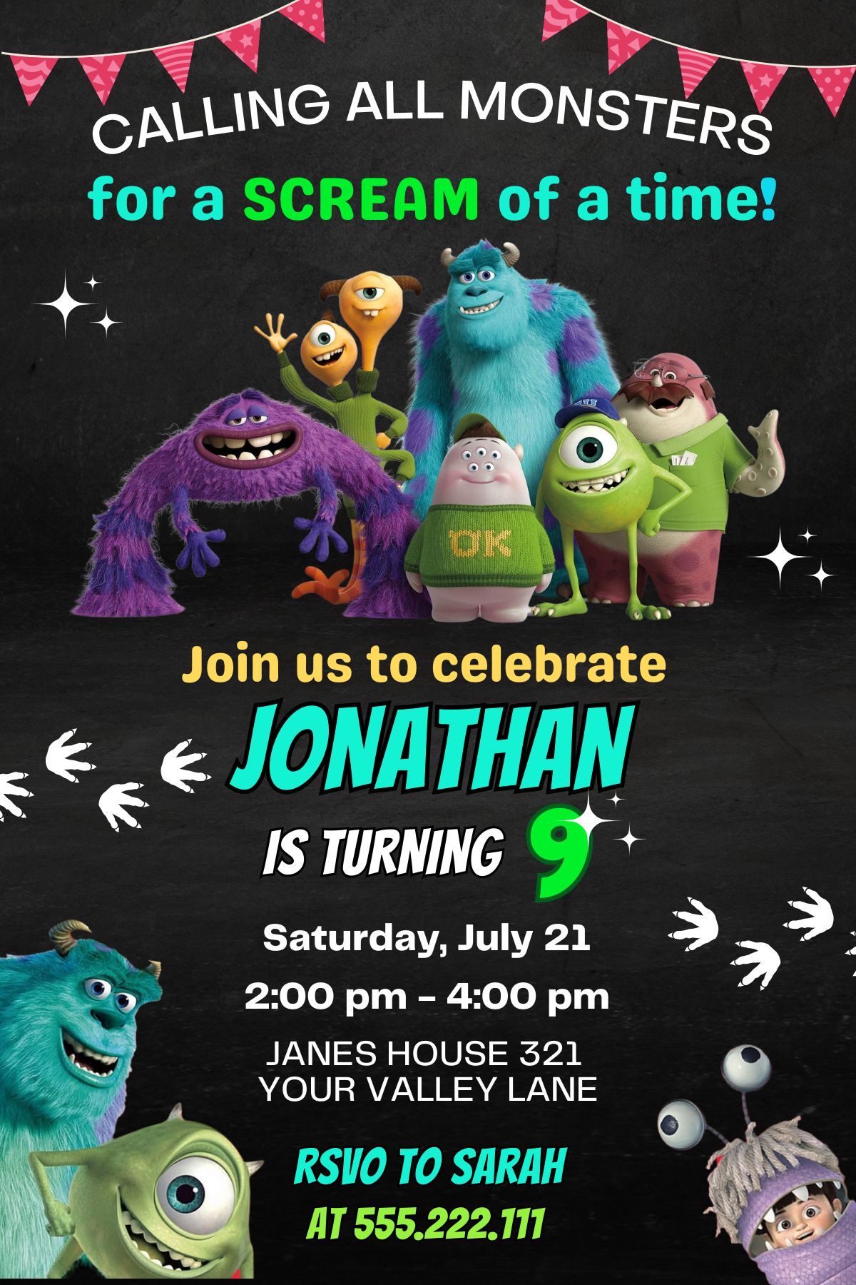 Monsters Inc Digital Birthday Invitation Template | Personalized and Fun