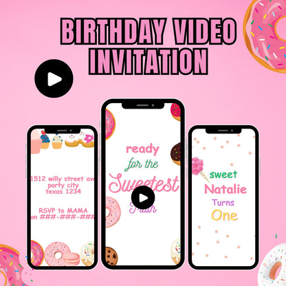 Donut Birthday Video Invitation | Personalized and Engaging | Donut Party Invite