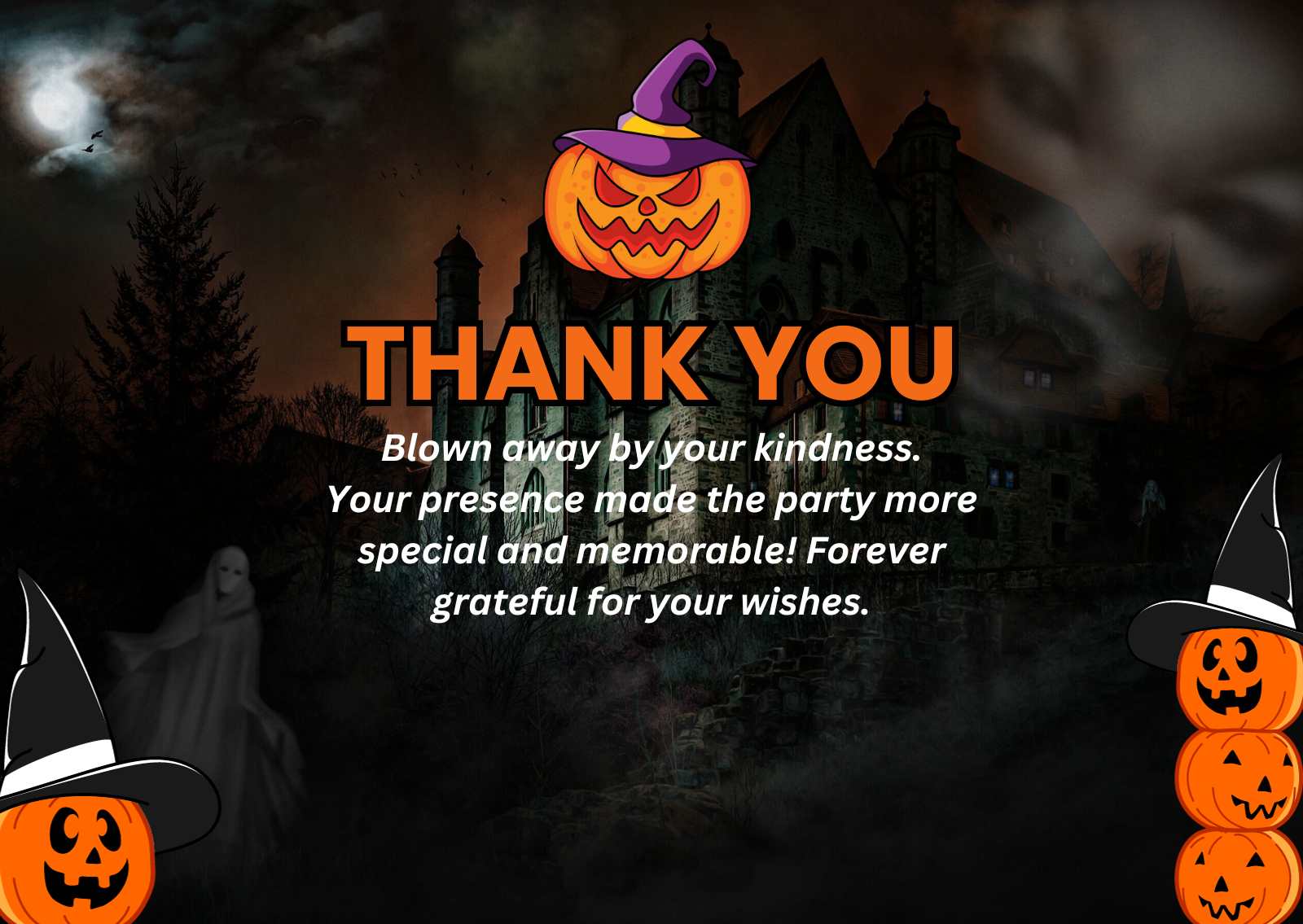 Spooky & Fun Halloween Theme Birthday Thank You Card