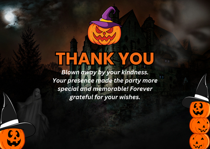 Spooky & Fun Halloween Theme Birthday Thank You Card