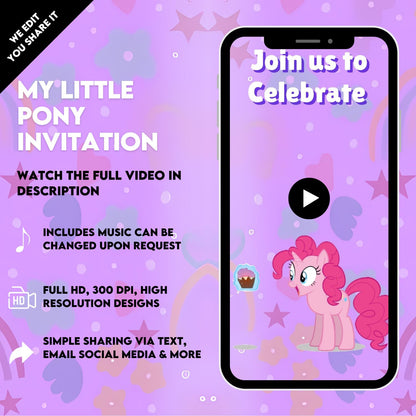 My Little Pony Birthday Video Invitation | Litle Pony Custom Party Invite