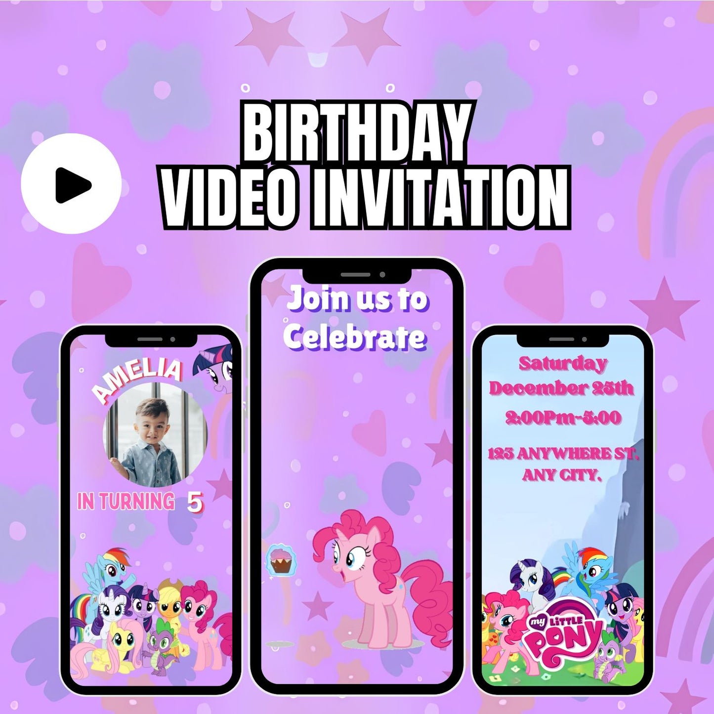 My Little Pony Birthday Video Invitation | Litle Pony Custom Party Invite