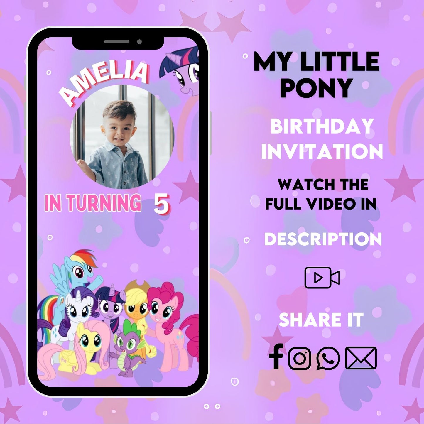 My Little Pony Birthday Video Invitation | Litle Pony Custom Party Invite