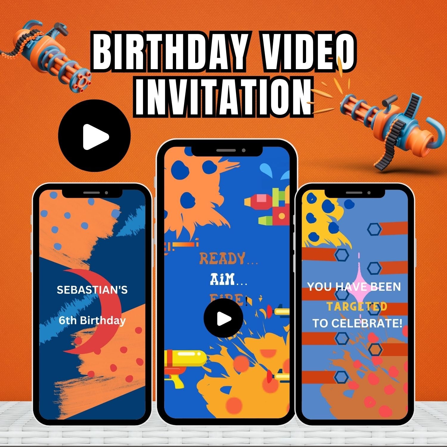 Nerf Battle Birthday Party Video Invitation - Dart Gun War Party Video Invite